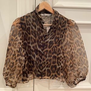NWT Leopard Zara Blouse